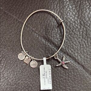 Alex and Ani Silver Starfish Charm Bracelet with Pink Accent